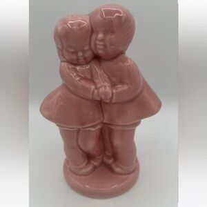 Vintage 1930ms Pink Ceramic Hugging Couple Vase